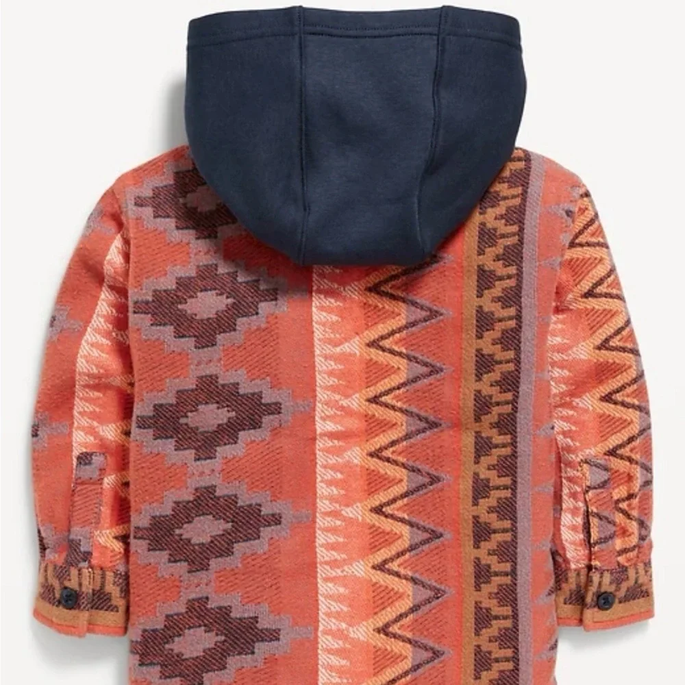 Old Navy 4T Unisex Patterned Button Down Jacket With Hood NWOT